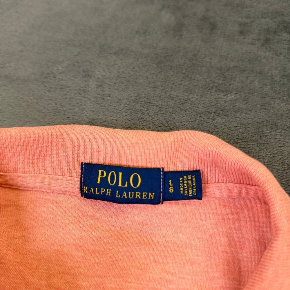 Polo Ralph Lauren Classic Fit Polo Shirt Mens Large Orange Heathered Cotton